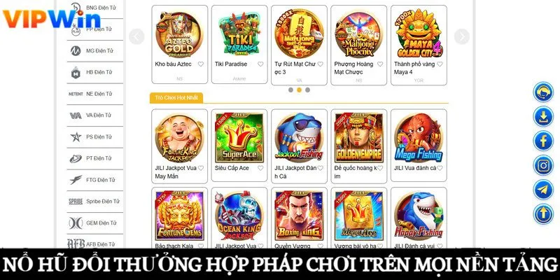 Nổ Hũ Hợp Pháp Vipwin - Sân Chơi Giải Trí Chất Lượng 7 Nổ hũ đổi thưởng hợp pháp chơi trên mọi nền tảng