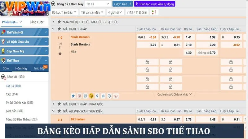Giao diện được bố trí logic của sảnh SBO Thể thao Giao diện được bố trí logic của sảnh SBO Thể thao
