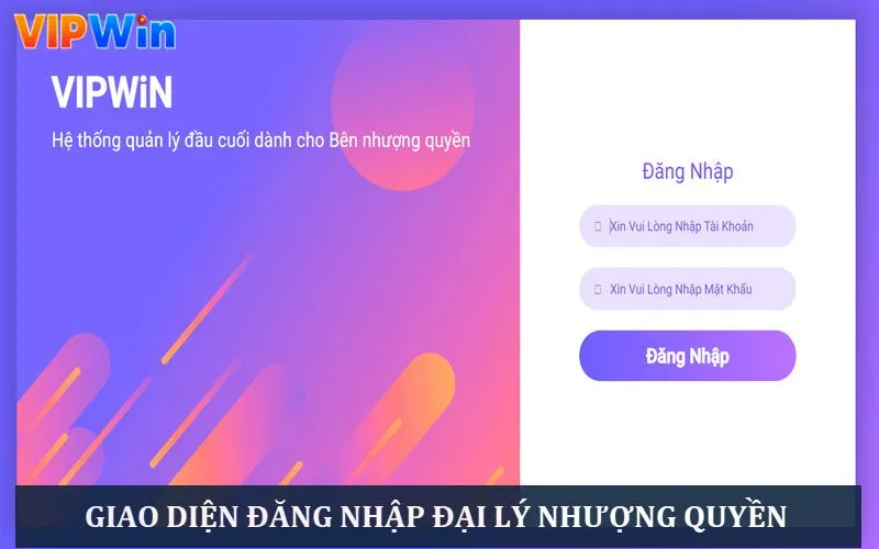 Giao diện đăng nhập đại lý nhượng quyền VIPWIN Giao diện đăng nhập đại lý nhượng quyền VIPWIN