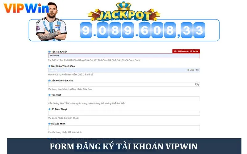 Form đăng ký account VIPWIN chi tiết Form đăng ký account VIPWIN chi tiết