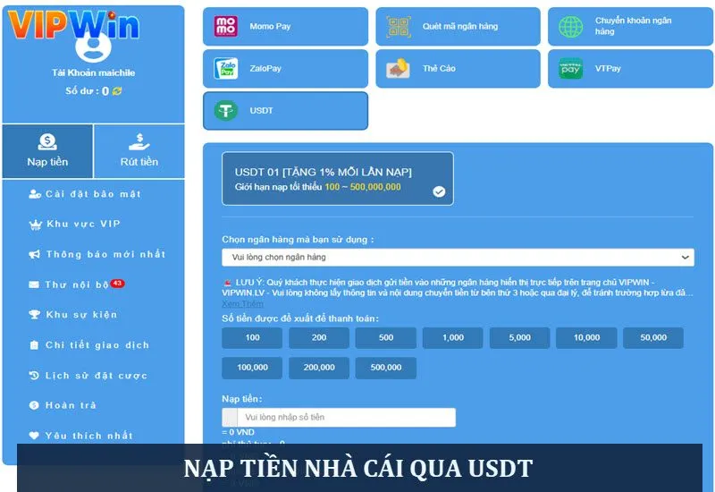 Nạp nhà cái qua hình thức USDT Nạp nhà cái qua hình thức USDT