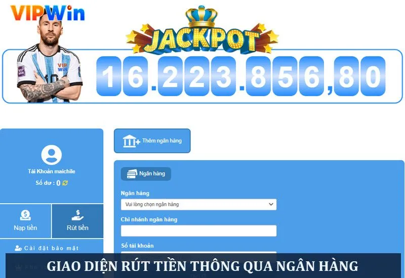 Giao diện form đăng ký rút tiền VIPWIN thông qua ngân hàng Giao diện form đăng ký rút tiền VIPWIN thông qua ngân hàng